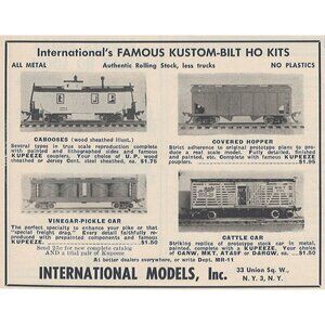 International Models Inc Kustom Bilt HO Kits Vintage Print Ad Original 1954 NY N